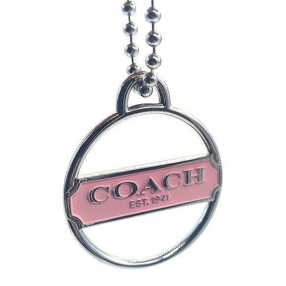 Rare COACH Pink Enamel Medallion Purse Charm Keychain Fob Tag Retired - Picture 2 of 6